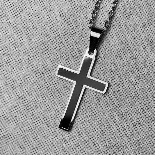Essential Cable Chain with Black Inlay Cross