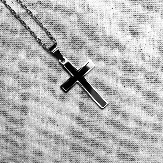 Essential Cable Chain with Black Inlay Cross