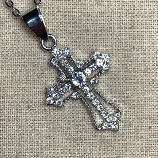 Essential Cable Chain with Ornate Crystal Cross
